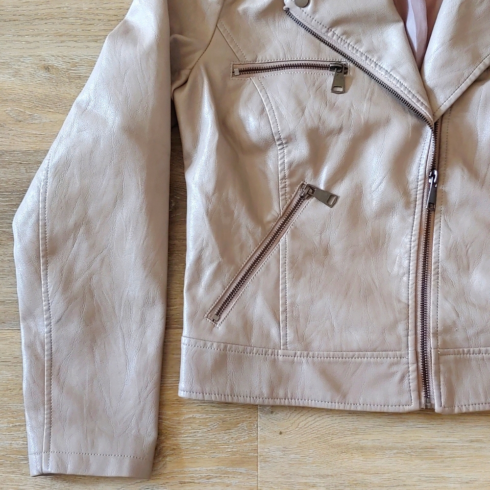 Bernardo Women's Faux Leather Moto Jacket Tan Size M - Picture 4 of 9